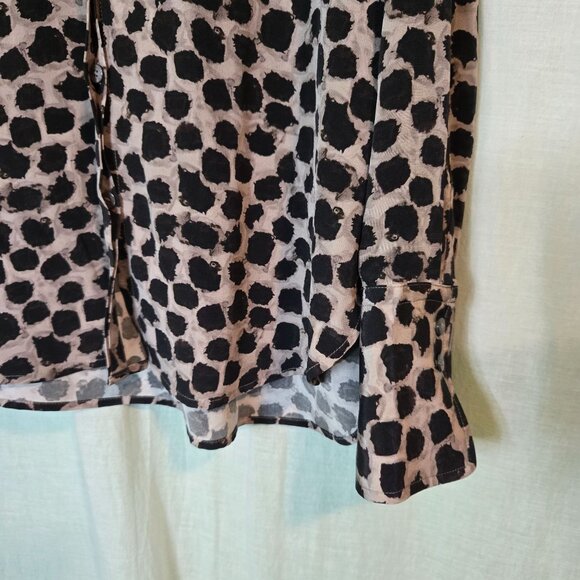 M.M. LaFleur shirt womens XXL allover abstract print neutrals silk long-sleeve - Picture 8 of 8